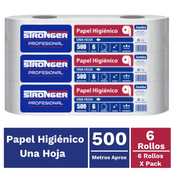 PAPEL HIGIENICO PACK 6X500 M STRONGER