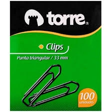 CLIP DOBLE 33MM METAL CAJA 100 UNIDADES